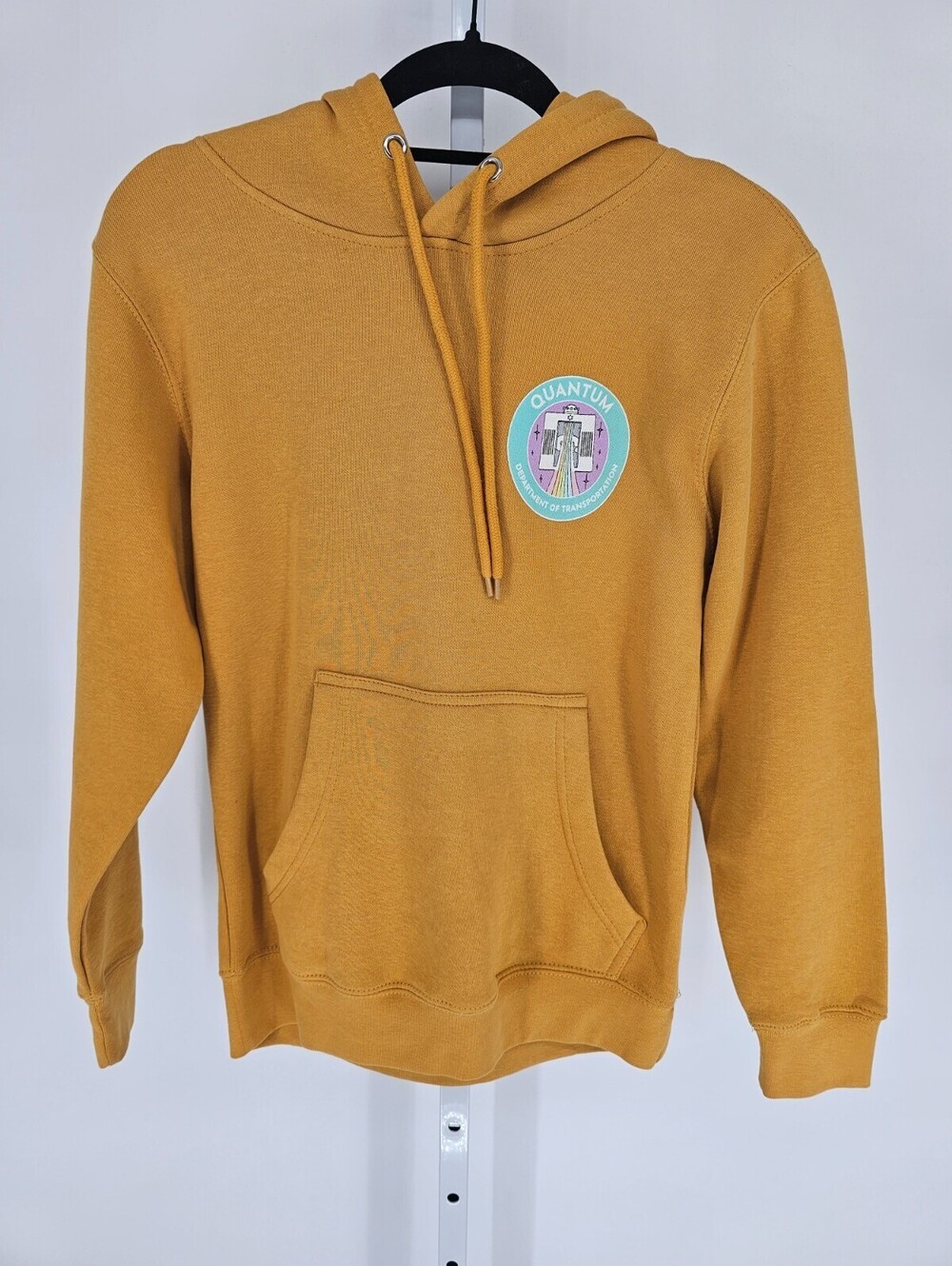 Meow Wolf Quantum Department of Transportation yellow pullover hoodie Sz XS